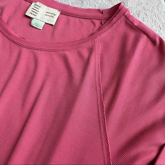 Anthropologie Saturday Sunday Waisted Cupro Ribbed Side Tie Dress Rose Pink Sz S - Picture 9 of 15